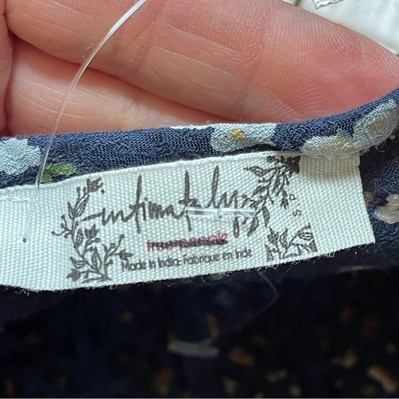 Free People Bali Tate Mixed Media Crochet Floral Printed Bodysuit Blue Sz S - Picture 10 of 14